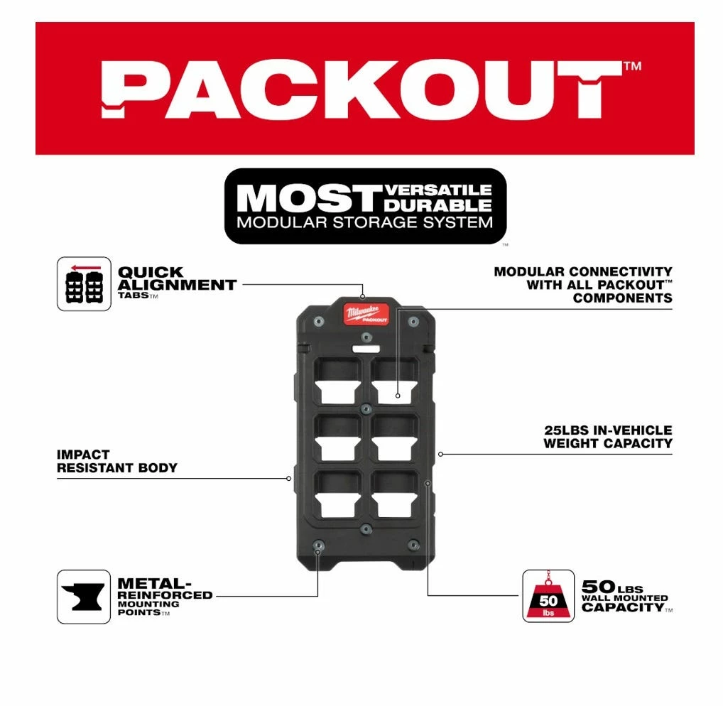 Milwaukee PACKOUT™ Compact Wall Plate - 48-22-8486 - Tool Holders & Equipment Storage 6 Milwaukee PACKOUT™ Compact Wall Plate - 48-22-8486 - Tool Holders & Equipment Storage - Image 4