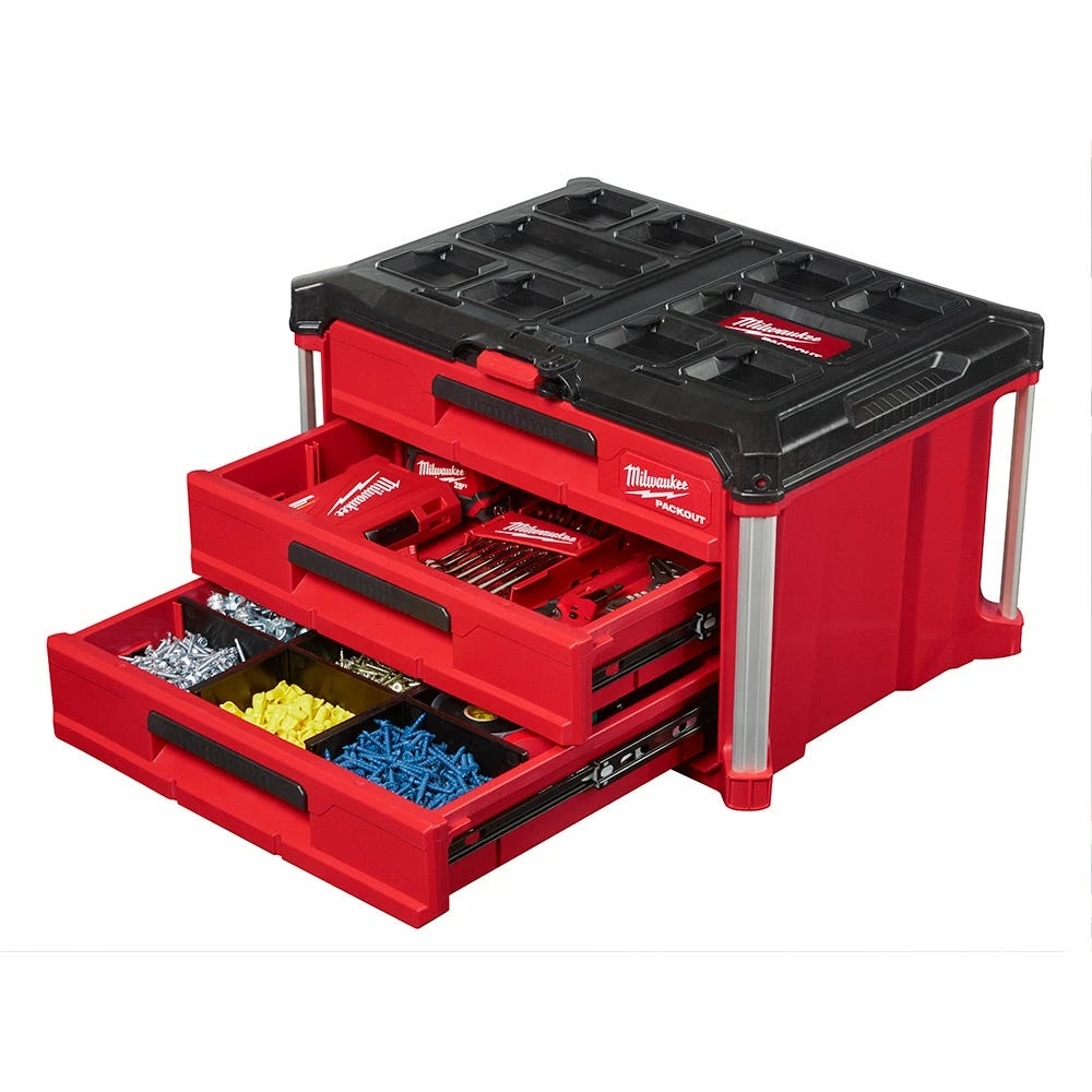 Milwaukee PACKOUT™ 22" Modular 3-Drawer Tool Box - 48-22-8443 - Storage Tubs 16 Milwaukee PACKOUT™ 22" Modular 3-Drawer Tool Box - 48-22-8443 - Storage Tubs - Image 14