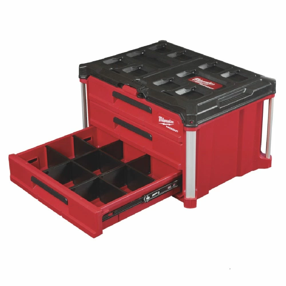 Milwaukee PACKOUT™ 22" Modular 3-Drawer Tool Box - 48-22-8443 - Storage Tubs 6 Milwaukee PACKOUT™ 22" Modular 3-Drawer Tool Box - 48-22-8443 - Storage Tubs - Image 4