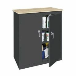 Steel Cabinets USA 36 x 18 x 42 2 Shelf with 2 Doors Plastic Top - BL-364PT-CHAR - Storage Cabinets -Cheap Storage & Moving Store 42cf949844d86aecb88f52db888e4955eeff921d 21140035 21140035 image 21140035