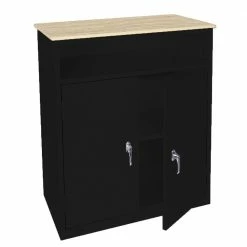 Steel Cabinets USA 30 x 18 x 36 2 Doors with a Plastic Top - BL-303PT-BLACK - Storage Cabinets
