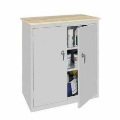 Steel Cabinets USA 30 x 18 x 36 2 Doors with a Plastic Top - BL-305PT-GRAY - Storage Cabinets