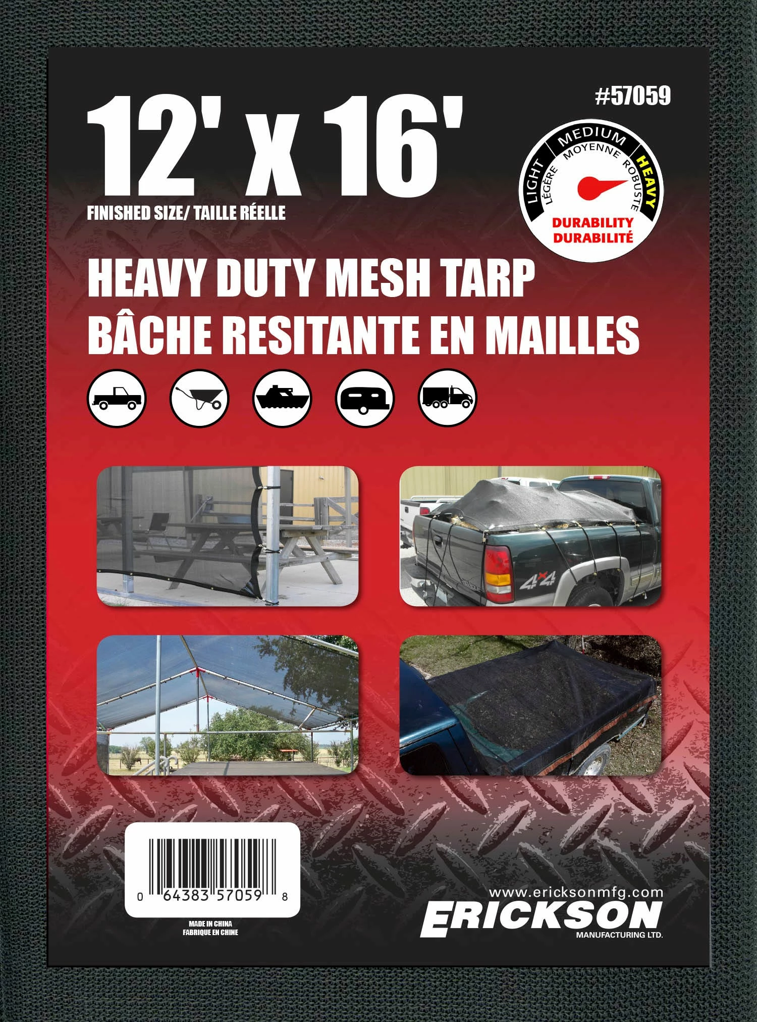 Erickson 12 x 16 Heavy Duty Mesh Tarp 57059-MID - Covers 3 Erickson 12 x 16 Heavy Duty Mesh Tarp 57059-MID - Covers