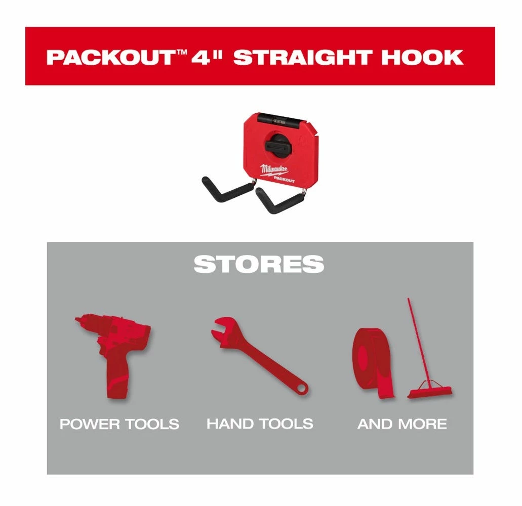 Milwaukee PACKOUT™ 4" Straight Utility Hook - 48-22-8334 - Tool Holders & Equipment Storage 7 Milwaukee PACKOUT™ 4" Straight Utility Hook - 48-22-8334 - Tool Holders & Equipment Storage - Image 5