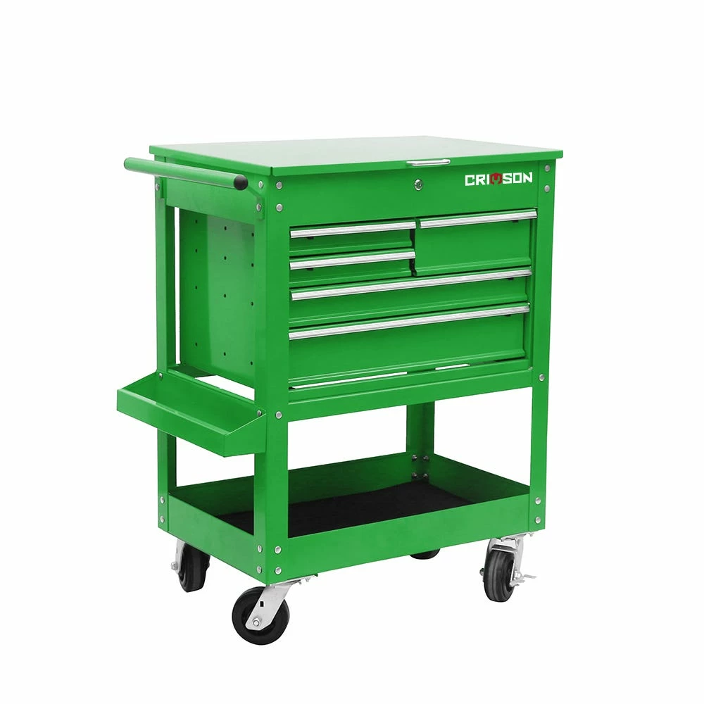 Crimson Force Green 30in 5 Drawer Tool Cart - MW-0308GN - Tool Chests 3 Crimson Force Green 30in 5 Drawer Tool Cart - MW-0308GN - Tool Chests