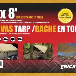 Erickson 6 x 8 Canvas Tarp 57071-MID - Covers