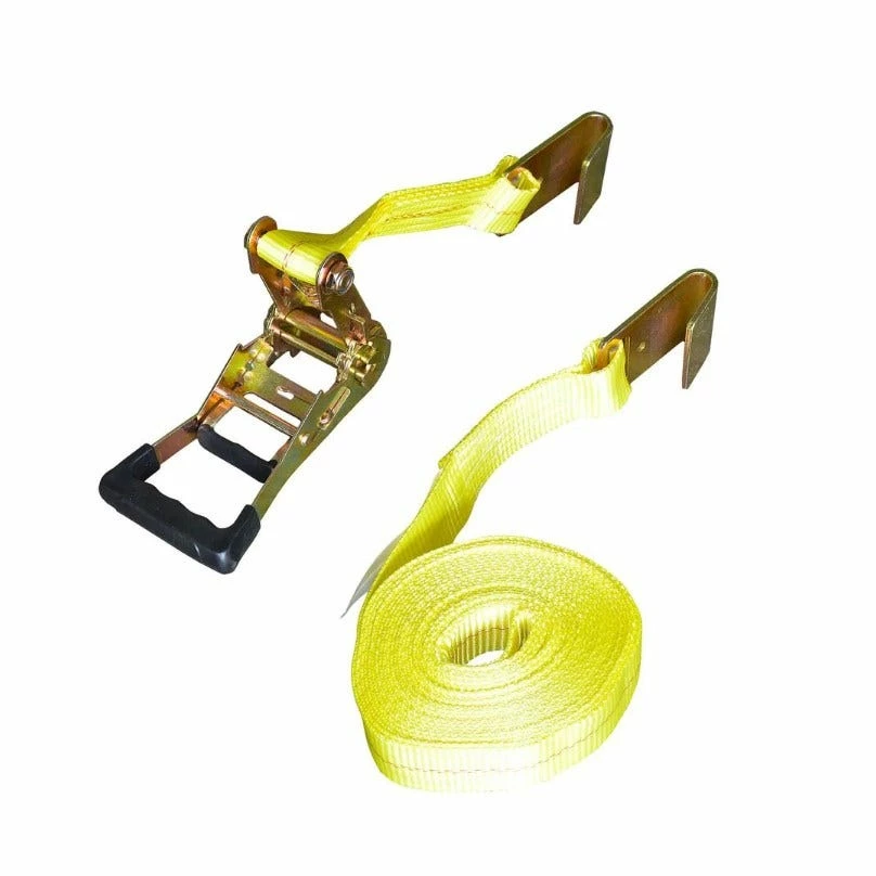 Max Load Yellow Nylon 2 inch x 27 ft Flat Hook Ratchet Tie Downs Pack of 4 37224 - Tool Holders & Equipment Storage 4 Max Load Yellow Nylon 2 inch x 27 ft Flat Hook Ratchet Tie Downs Pack of 4 37224 - Tool Holders & Equipment Storage - Image 2