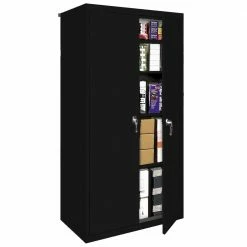 Steel Cabinets USA 30 x 15 x 72 4 Fixed Shelves with 2 Doors - FS-357-BLACK - Storage Cabinets