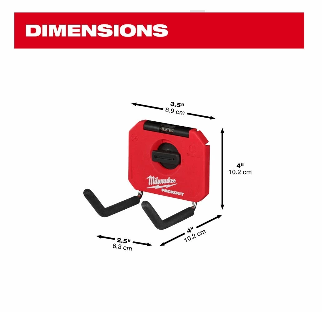 Milwaukee PACKOUT™ 4" Straight Utility Hook - 48-22-8334 - Tool Holders & Equipment Storage 5 Milwaukee PACKOUT™ 4" Straight Utility Hook - 48-22-8334 - Tool Holders & Equipment Storage - Image 3