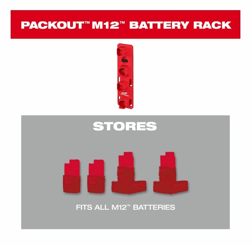 Milwaukee PACKOUT™ M12™ Battery Rack - 48-22-8338 - Tool Holders & Equipment Storage 7 Milwaukee PACKOUT™ M12™ Battery Rack - 48-22-8338 - Tool Holders & Equipment Storage - Image 5