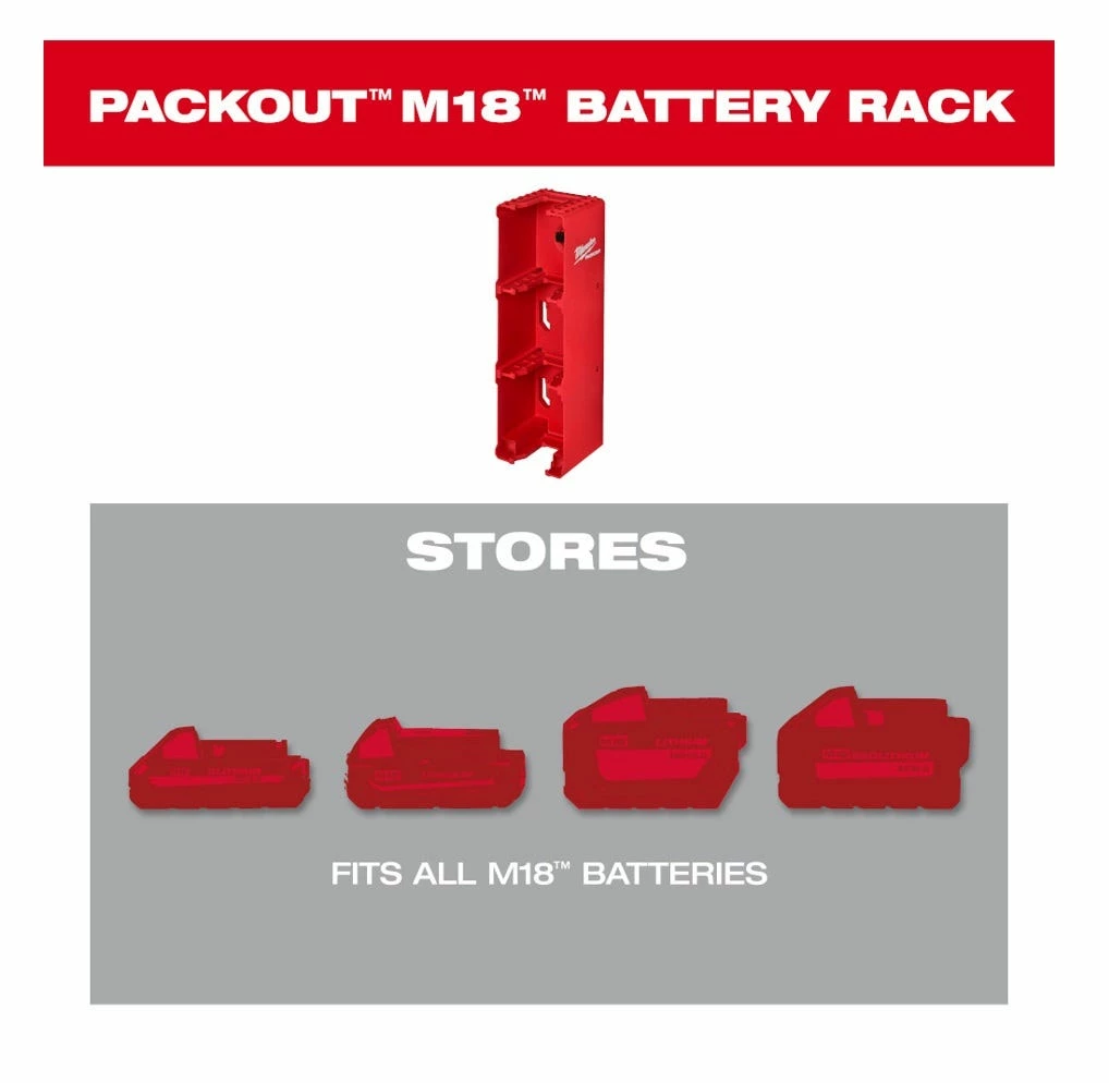 Milwaukee PACKOUT™ M18™ Battery Rack - 48-22-8339 - Tool Holders & Equipment Storage 7 Milwaukee PACKOUT™ M18™ Battery Rack - 48-22-8339 - Tool Holders & Equipment Storage - Image 5