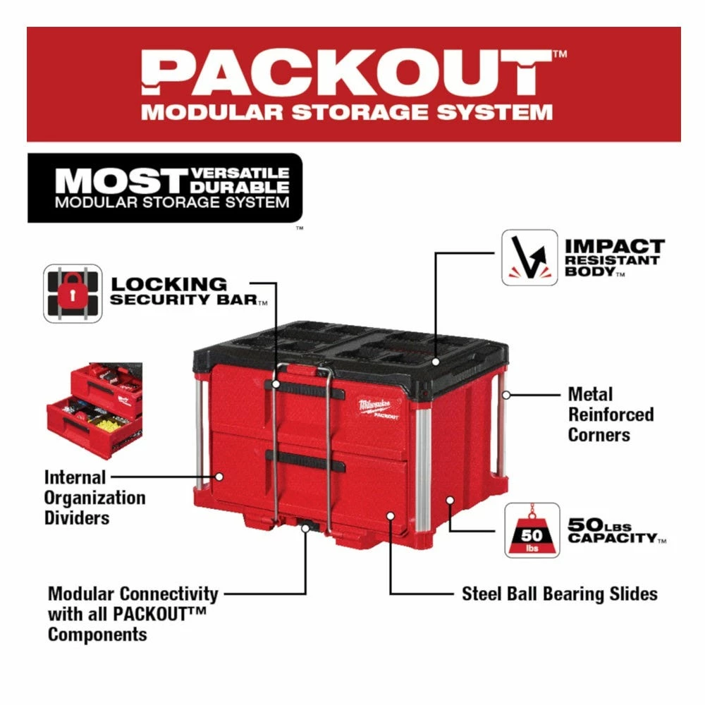 Milwaukee® Packout™ 2-Drawer Tool Box - 48-22-8442 - Tool Boxes 7 Milwaukee® Packout™ 2-Drawer Tool Box - 48-22-8442 - Tool Boxes - Image 5