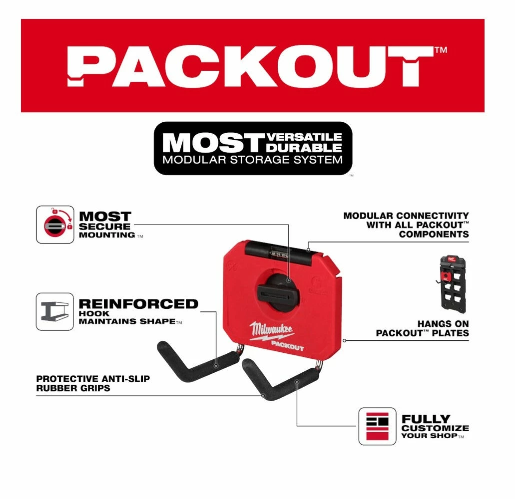 Milwaukee PACKOUT™ 4" Straight Utility Hook - 48-22-8334 - Tool Holders & Equipment Storage 6 Milwaukee PACKOUT™ 4" Straight Utility Hook - 48-22-8334 - Tool Holders & Equipment Storage - Image 4