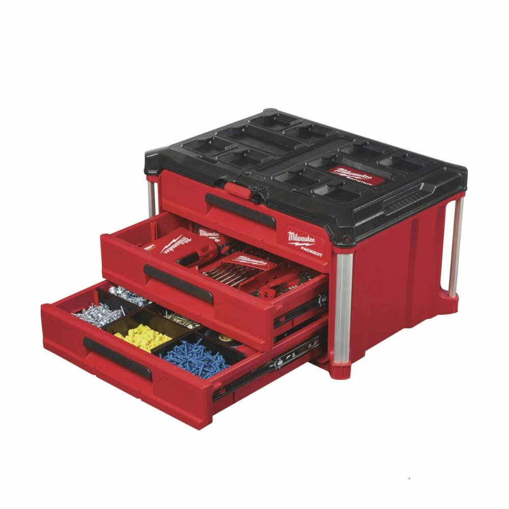 Milwaukee PACKOUT™ 22" Modular 3-Drawer Tool Box - 48-22-8443 - Storage Tubs 8 Milwaukee PACKOUT™ 22" Modular 3-Drawer Tool Box - 48-22-8443 - Storage Tubs - Image 6