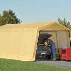 ShelterLogic 10 Foot x 20 Foot Auto Shelter 1-3/8 Inch 5-rib Frame Tan Cover - 62680 - Car Ports -Cheap Storage & Moving Store cc86801b605c58d8e83f23f7a4cd4d3d49f3c6ac 072111613 1