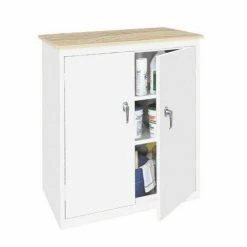 Steel Cabinets USA 30 x 18 x 36 2 Doors with a Plastic Top - BL-305PT-WHITE - Storage Cabinets