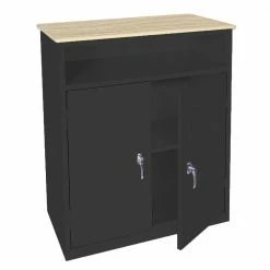 Steel Cabinets USA 30 x 18 x 36 2 Doors with a Plastic Top - BL-303PT-CHAR - Storage Cabinets