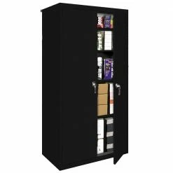 Steel Cabinets USA 36 x 18 x 72 4 Fixed Shelves with 2 Doors - FS-36-BLACK - Storage Cabinets