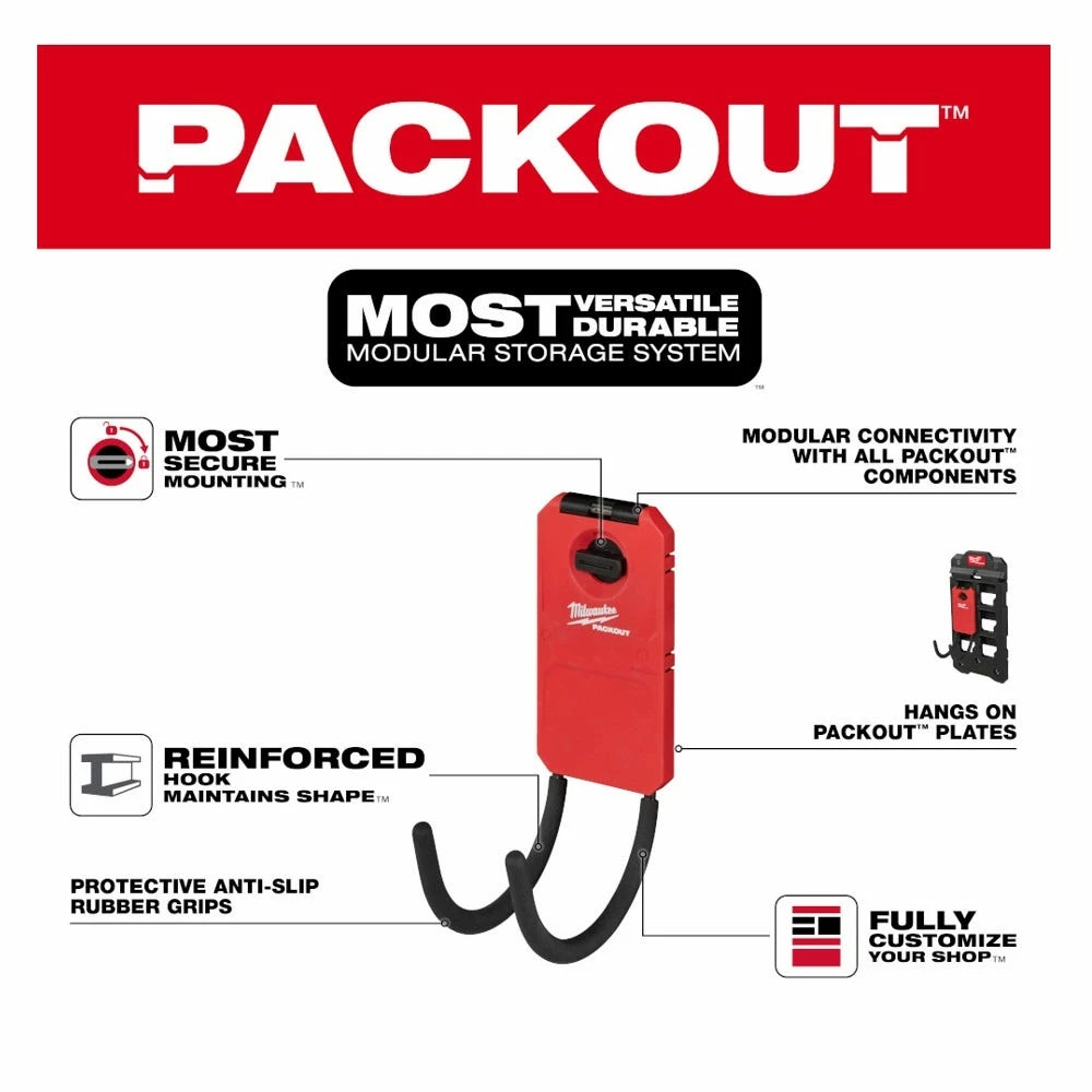 Milwaukee PACKOUT™ 6" Curved Hook = 48-22-8331 - Tool Holders & Equipment Storage 6 Milwaukee PACKOUT™ 6" Curved Hook = 48-22-8331 - Tool Holders & Equipment Storage - Image 4